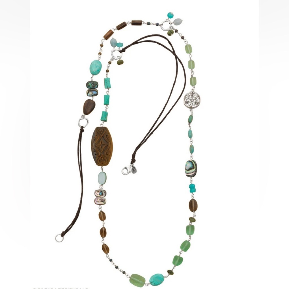 Silpada Retired N2194 Mixed Stone Tiger’s Eye Serpentine Necklace 38”